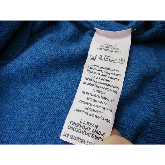 LL Bean Sweater Mens Extra Large XL Blue Pullover 1/4 Zip Sweatshirt Casual - Picture 5 of 11